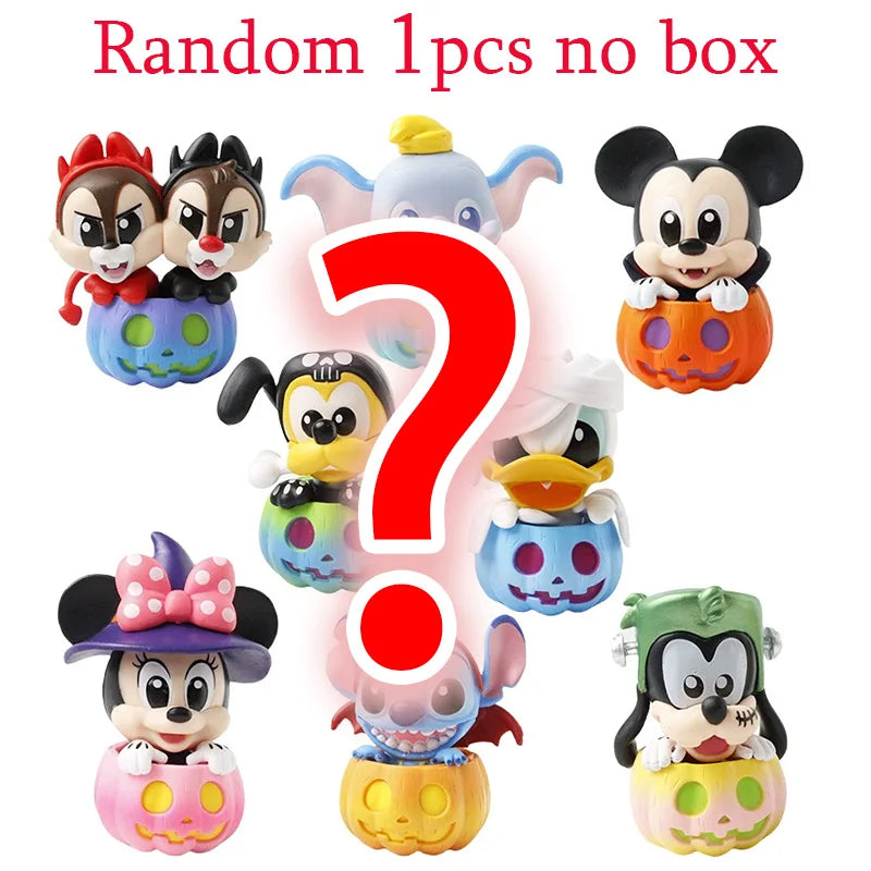 Disney Mickey Mouse And Friends Pumpkin Series Blind Box Cute Cartoon Stitch Mickey Figures Halloween Surprise Gifts For Kids