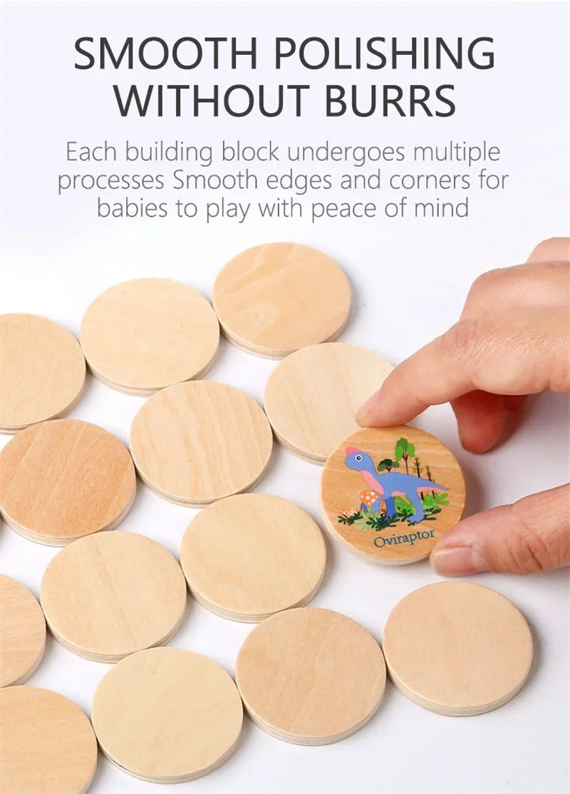 Memory Game Dinosaur Matching Toy Preschool Matching Board Game For Early Learning Development Wooden Games Summer Party Gift