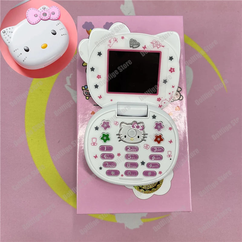 2024 Sanrio Hello Kitty Flip Phone Kawaii K688 Cartoon Kids Taiml Cute Mini Phone Birthday Fashion Girls Gifts Toys For Children