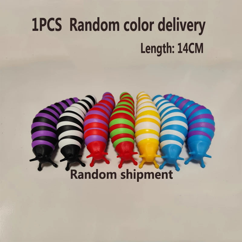 3D Slug Fidget Toy Colorful Slug Snail Toy Articulated Flexible All Ages Relief Anti-Anxiety Sensory Toys for Children