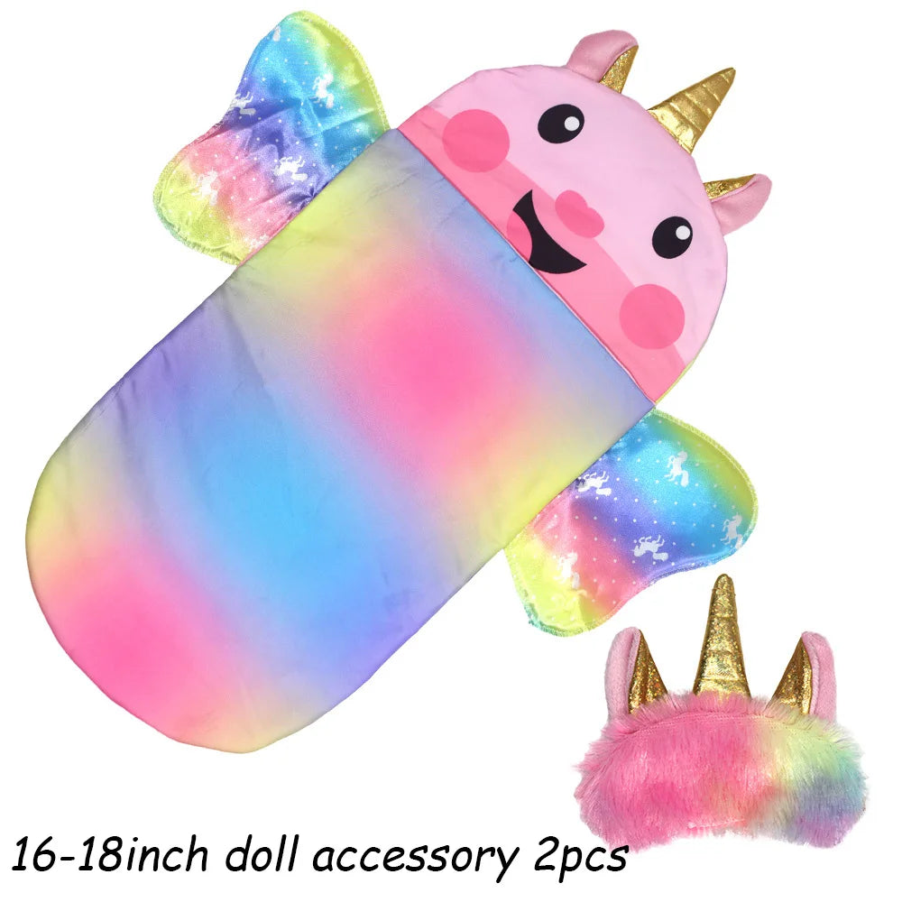 Doll Sleeping Bag for 43cm Dolls Lovely Unicorn Pillow 10-18inch Baby New Born Dolls Accessories American Girl's Birthday Gift