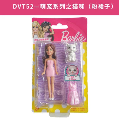 Original Mattel Mini Barbie Doll Pet Series Toys for Girls Princess Dolls Clothes Accessories 10cm Boneca Children Birthday Gift