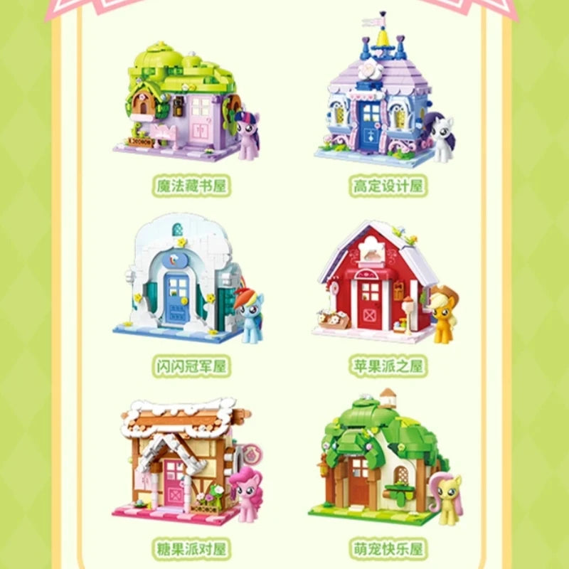 My Little Pony Building Blocks Street View Twilight Sparkle Pinkie Pie Splicing Model Ornament Puzzle Toy Collection Gift