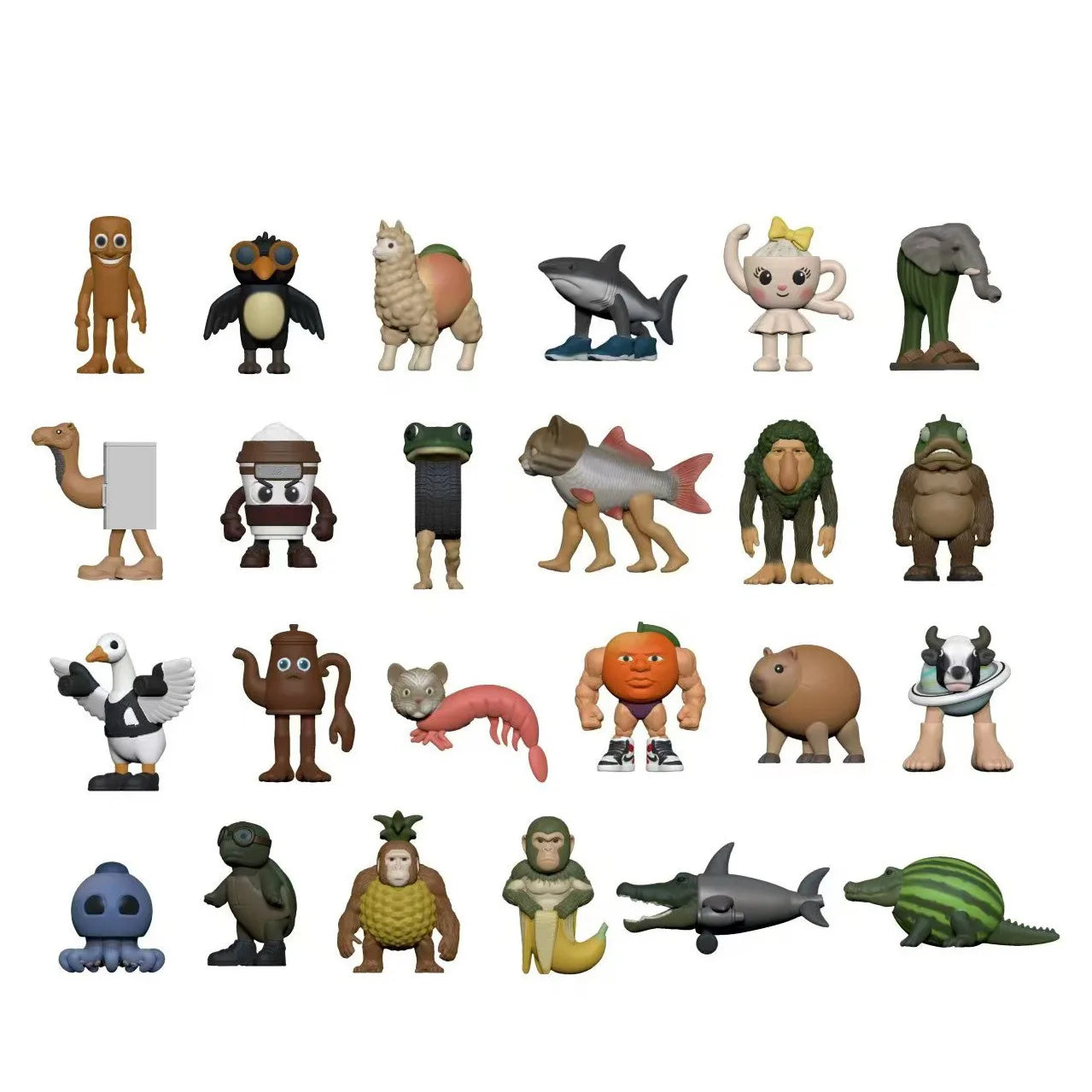 24Pcs Italian Brainrot Tung Tung Sahur Figures Doll Tralalero Tralala Bombardino Crocodilo Shimpanzini Bananini Model Toy Gift