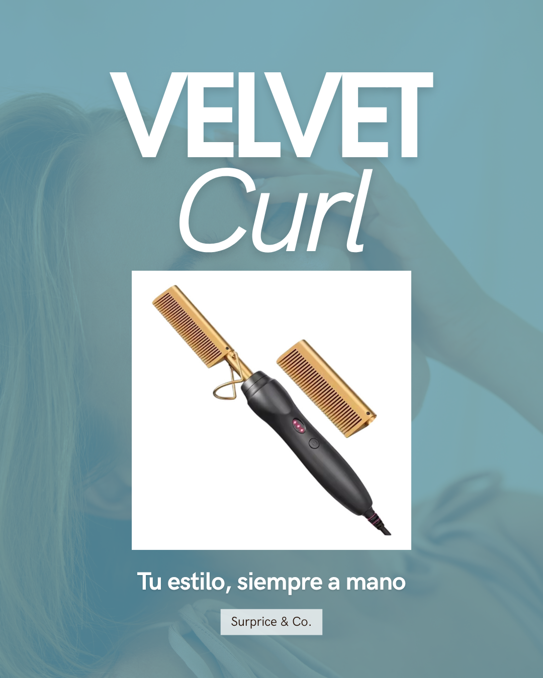 Velvet Curl — Rizador de Cerámica Portátil, Uso Húmedo y Seco
