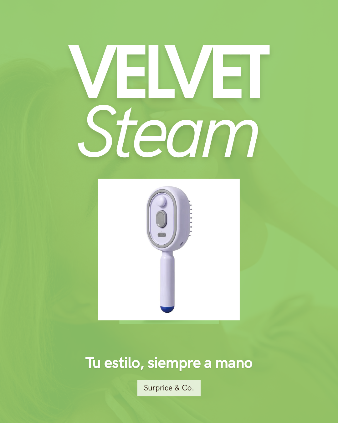 Velvet Steam — Cepillo a Vapor Antiestático, Portátil y Recargable