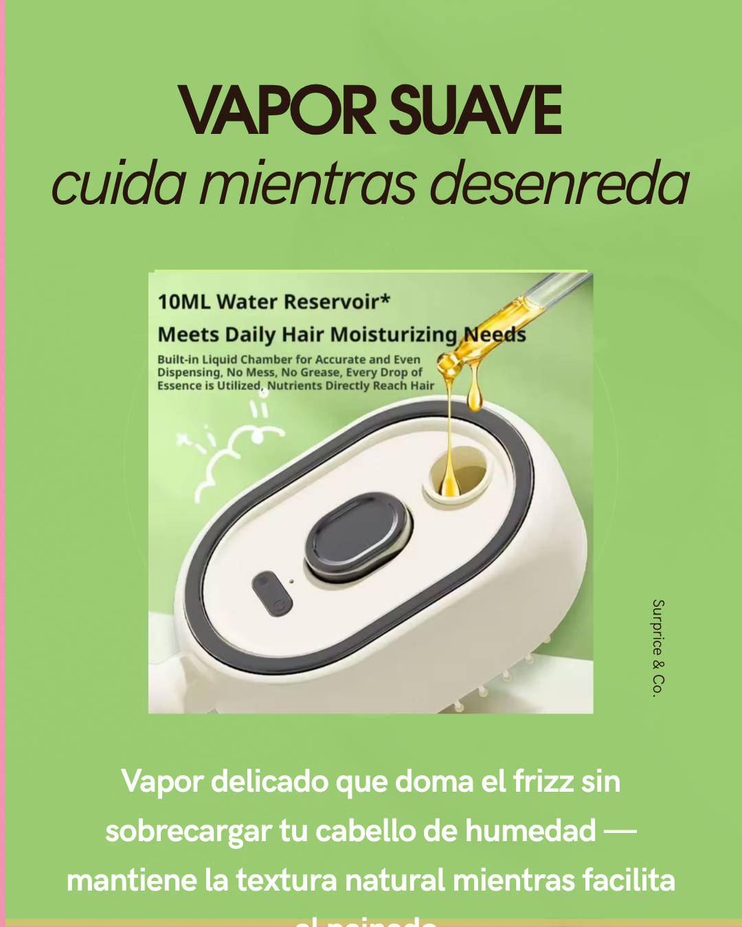 Velvet Steam — Cepillo a Vapor Antiestático, Portátil y Recargable