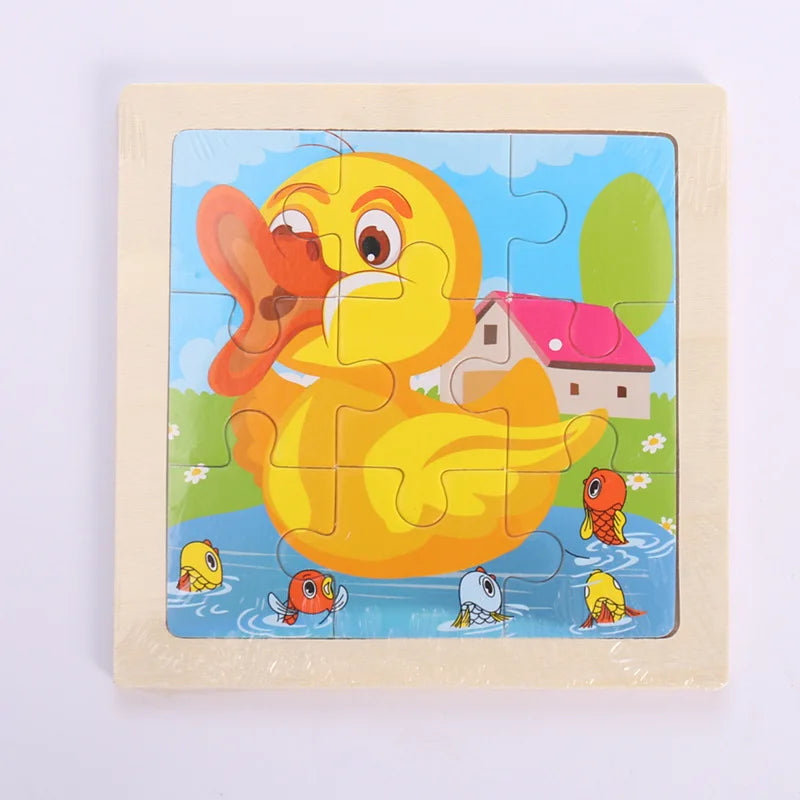 Child Animal Wooden Puzzle Montessori Cognitive Game Cartoon Traffic Tangram Educational Development Toy Baby Gift 2 3 years old