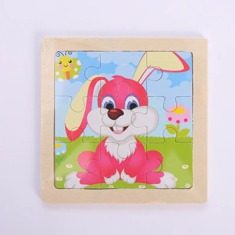 Child Animal Wooden Puzzle Montessori Cognitive Game Cartoon Traffic Tangram Educational Development Toy Baby Gift 2 3 years old