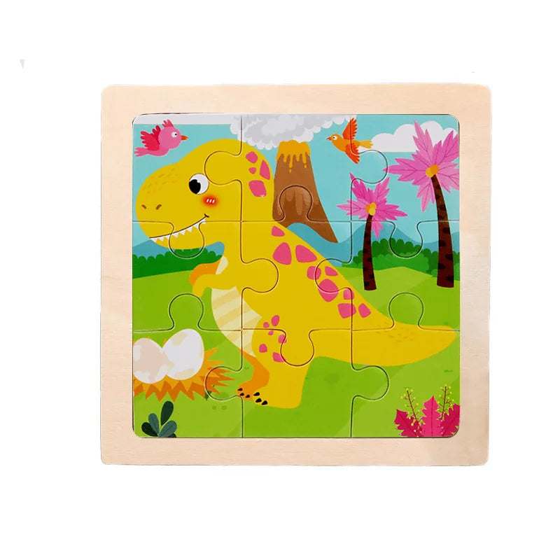 Child Animal Wooden Puzzle Montessori Cognitive Game Cartoon Traffic Tangram Educational Development Toy Baby Gift 2 3 years old