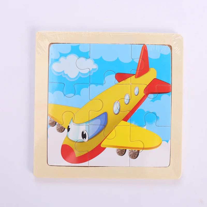 Child Animal Wooden Puzzle Montessori Cognitive Game Cartoon Traffic Tangram Educational Development Toy Baby Gift 2 3 years old