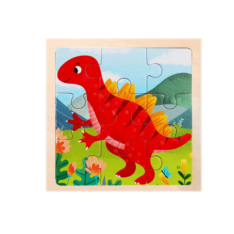 Child Animal Wooden Puzzle Montessori Cognitive Game Cartoon Traffic Tangram Educational Development Toy Baby Gift 2 3 years old
