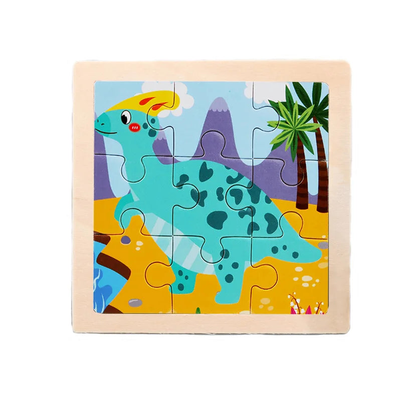 Child Animal Wooden Puzzle Montessori Cognitive Game Cartoon Traffic Tangram Educational Development Toy Baby Gift 2 3 years old