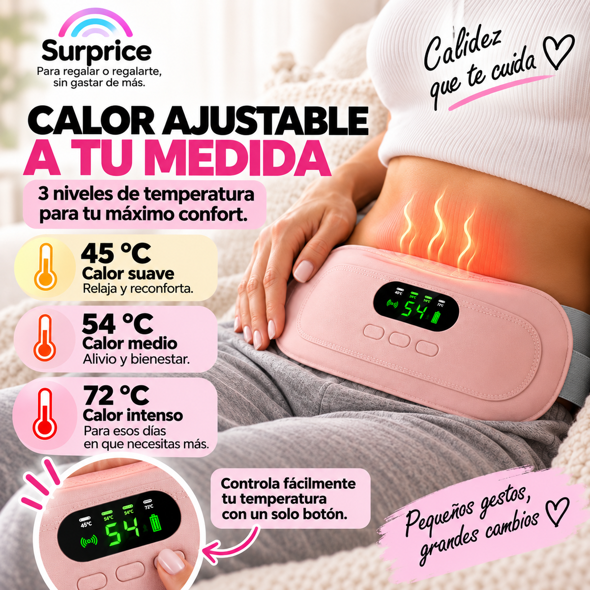 Almohadilla Térmica Portátil con Calor y Vibración