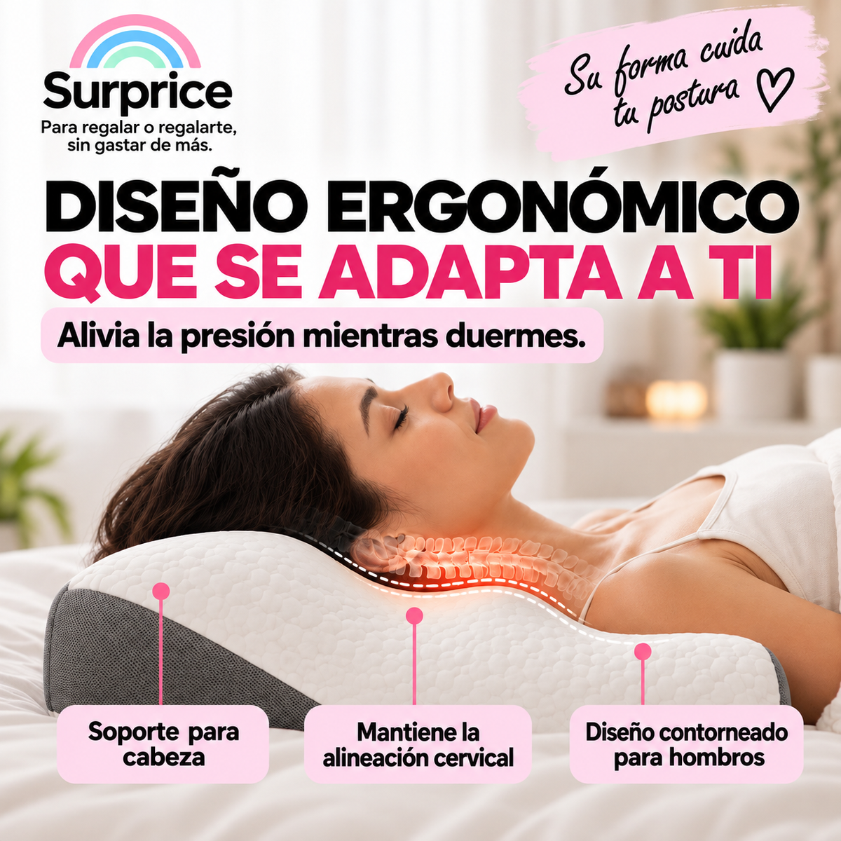 Almohada Cervical Viscoelástica Ergonómica