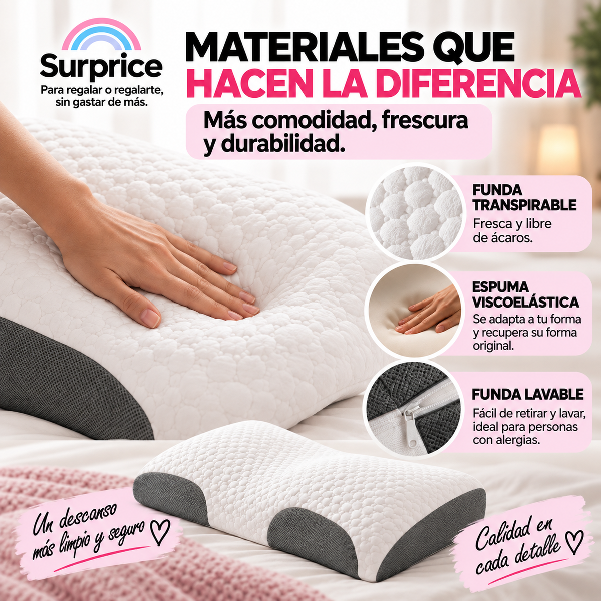 Almohada Cervical Viscoelástica Ergonómica