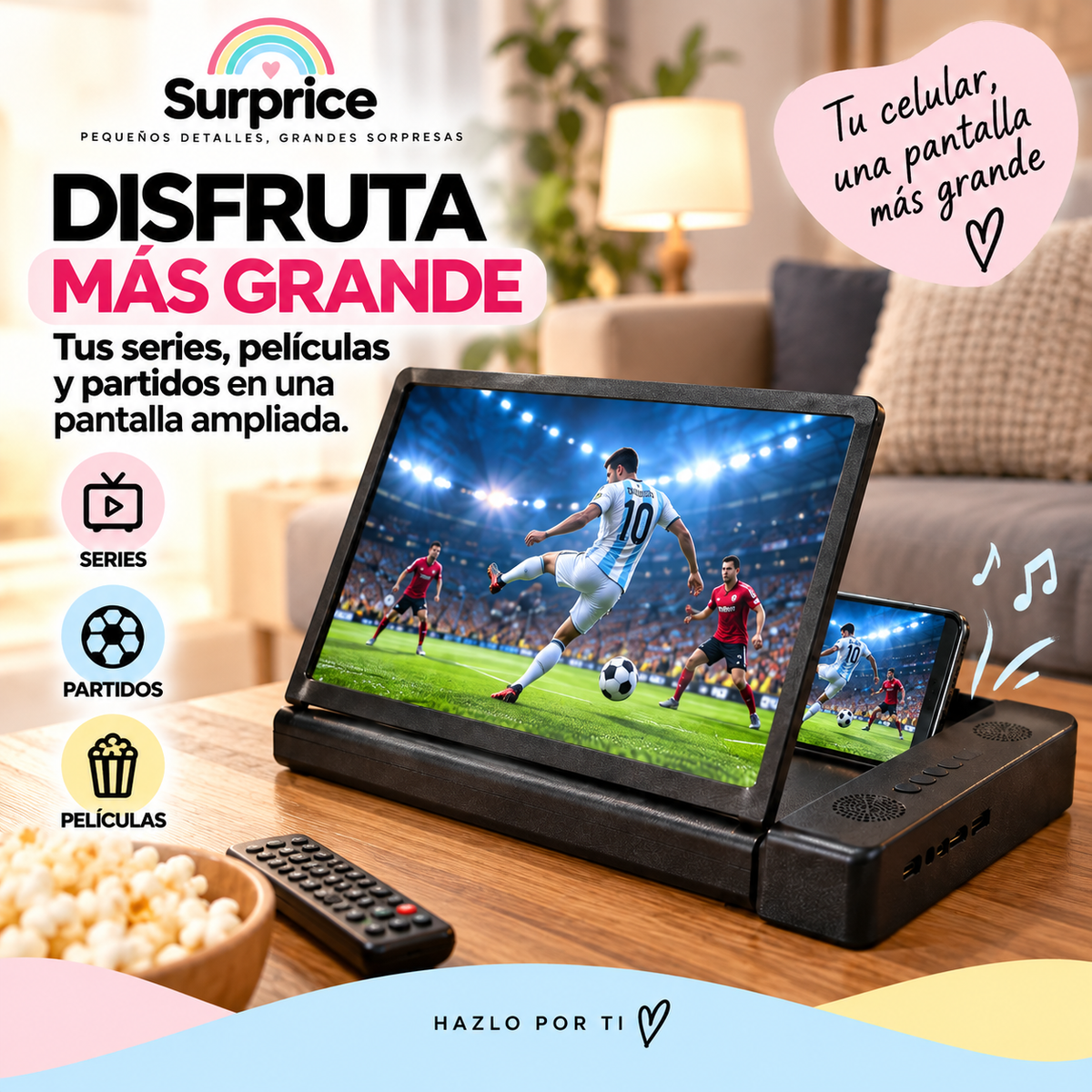 Lupa Amplificadora para Celular con Parlante Bluetooth