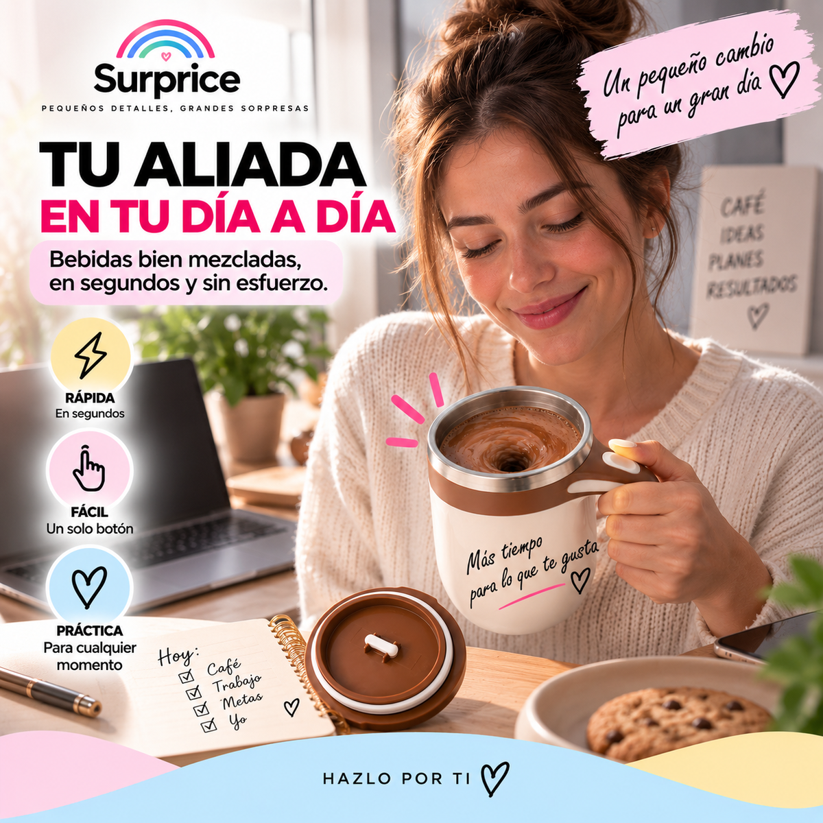 Taza Autoagitadora Magnética Recargable