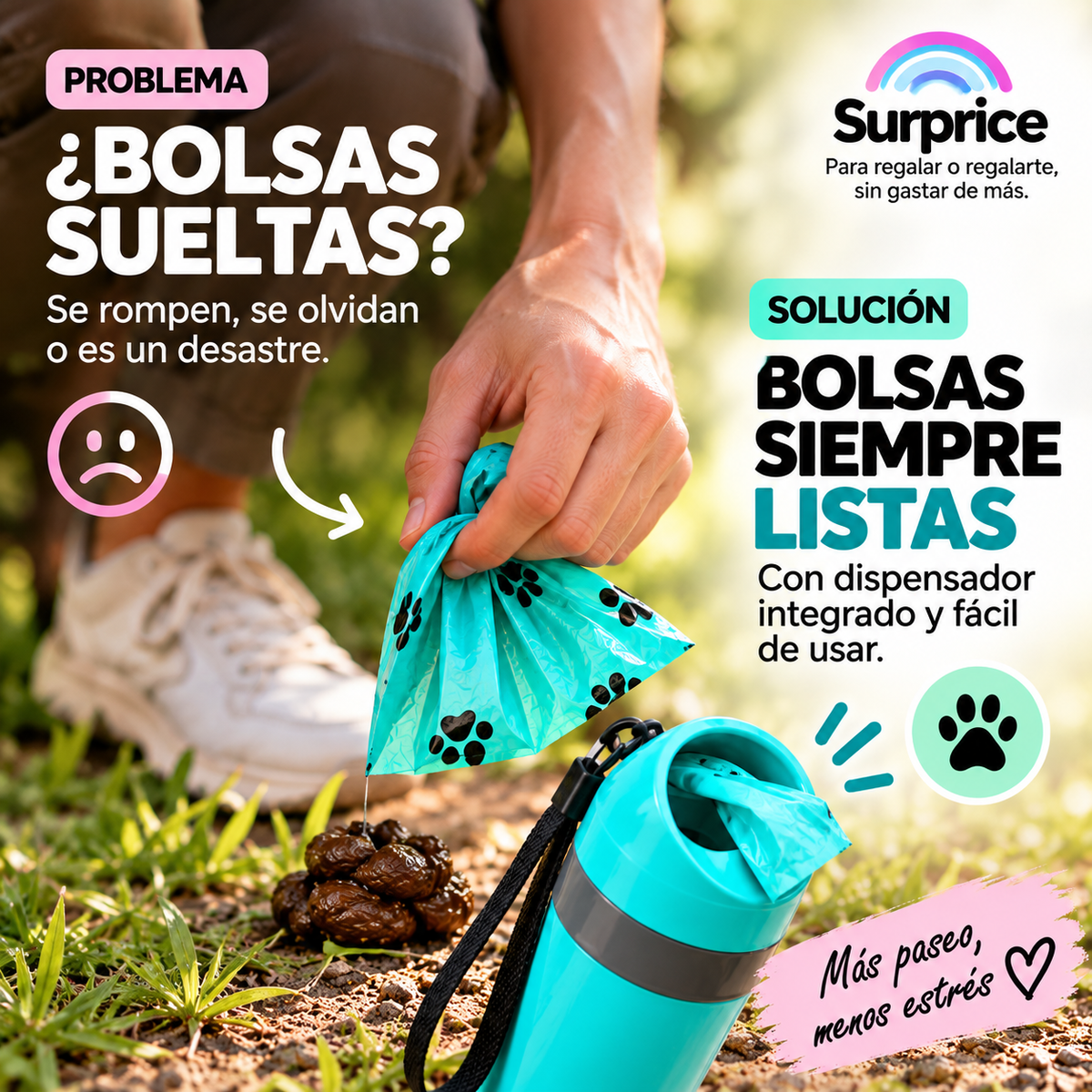 Recogedor Portátil de Excrementos para Mascotas