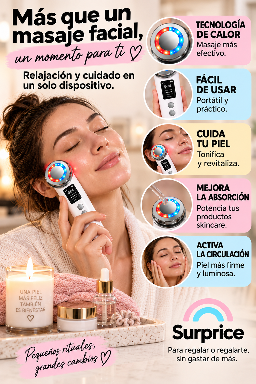 Masajeador Facial Térmico Efecto Antiedad