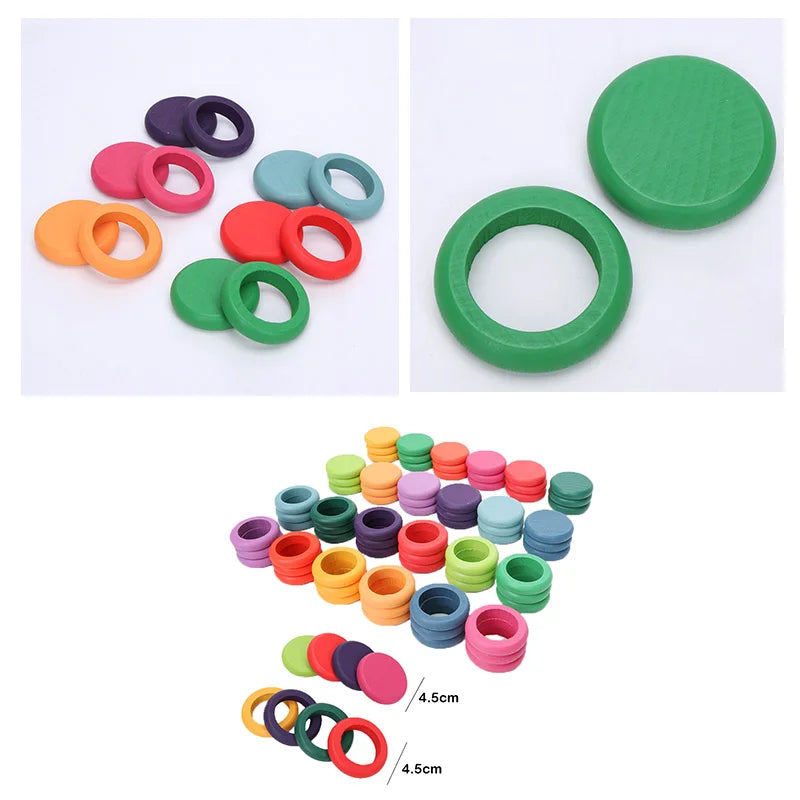 Wooden Rainbow Block Wood Stacking Toys Grimms Rainbow Building Blocks Balls Montessori Eductaional Toy Kids Rainbow Stacker