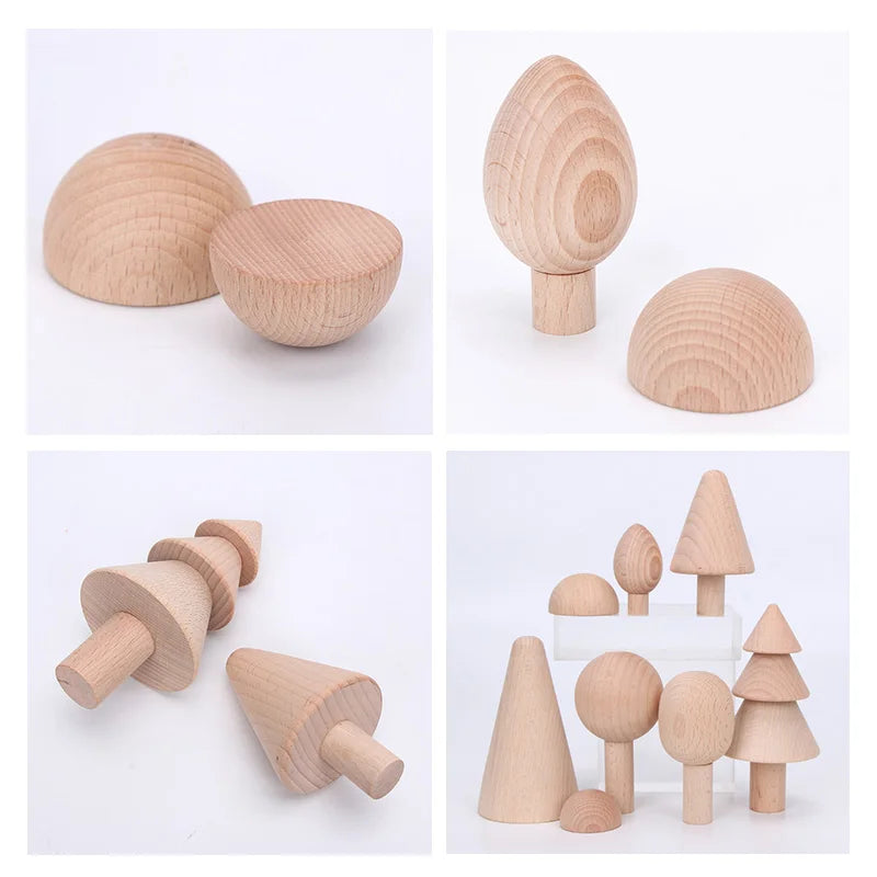 Wooden Rainbow Block Wood Stacking Toys Grimms Rainbow Building Blocks Balls Montessori Eductaional Toy Kids Rainbow Stacker