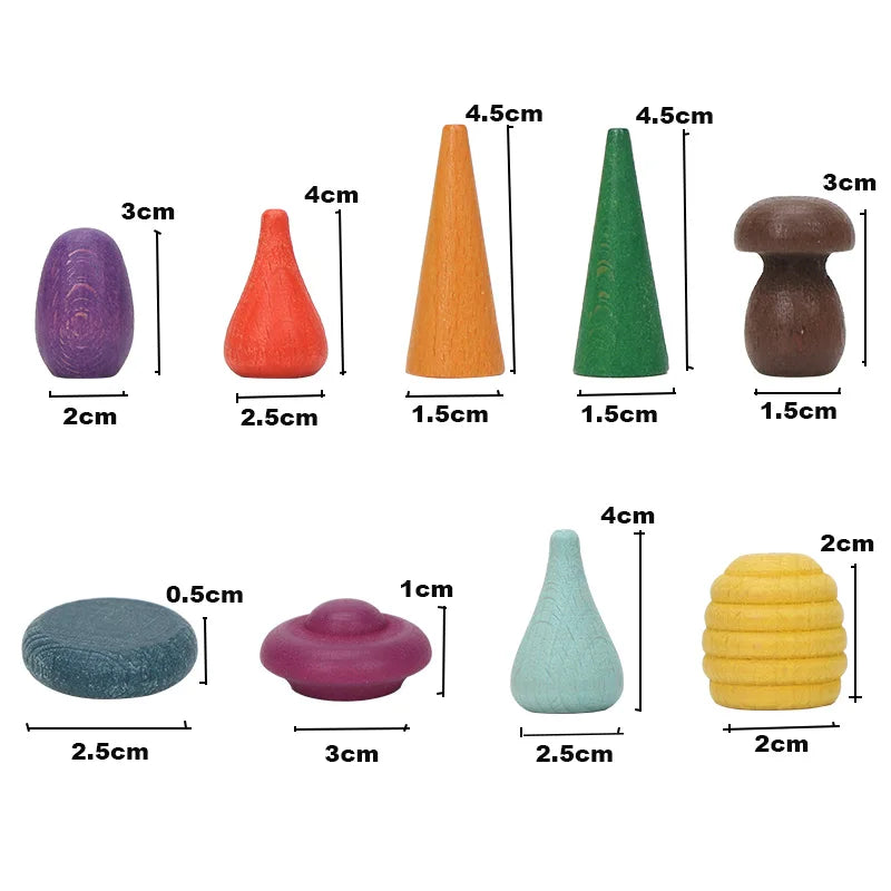 Wooden Rainbow Block Wood Stacking Toys Grimms Rainbow Building Blocks Balls Montessori Eductaional Toy Kids Rainbow Stacker