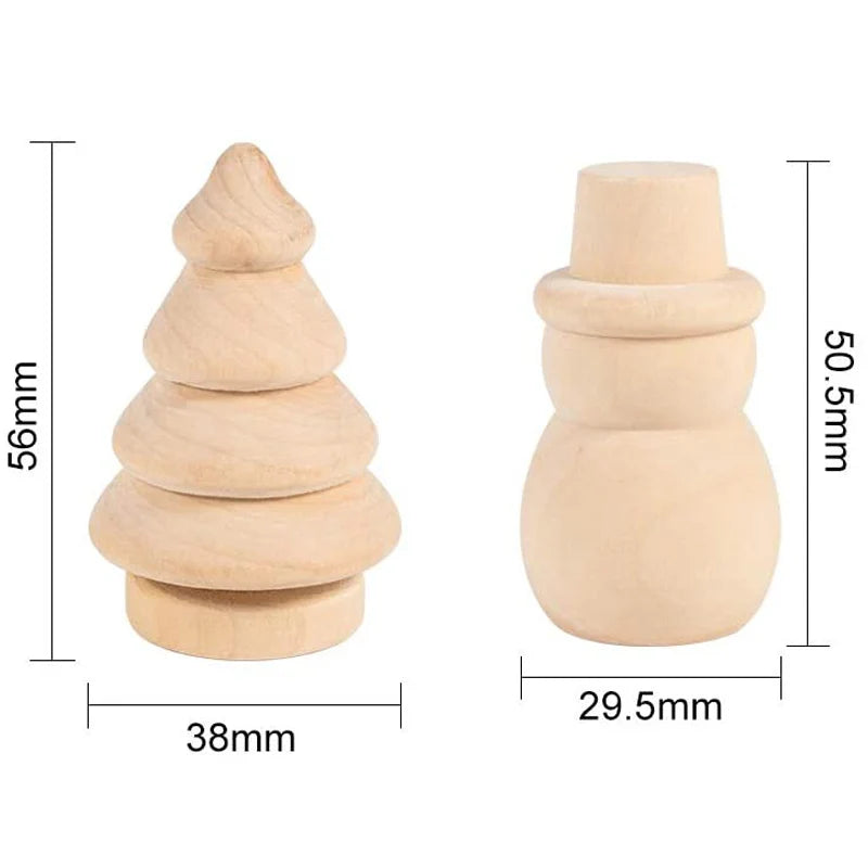 5PCS Christmas Peg Dolls Unpainted Montessori Wooden Educational Toys For Kids Party Favors Goodie Bags Stuffers Xmas Gift