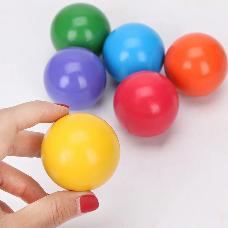 Wooden Rainbow Block Wood Stacking Toys Grimms Rainbow Building Blocks Balls Montessori Eductaional Toy Kids Rainbow Stacker