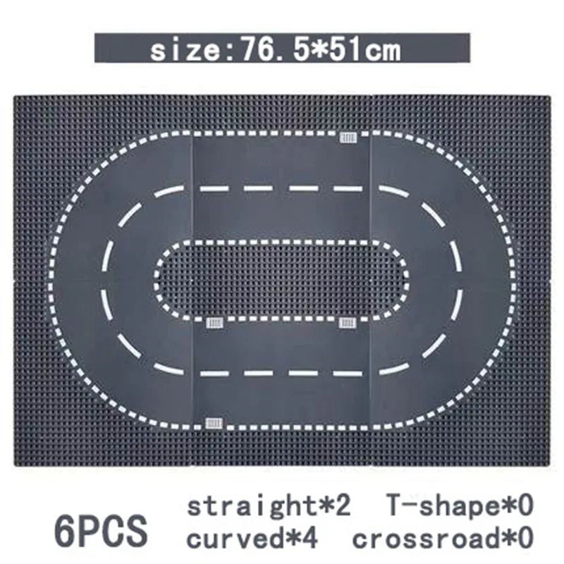 City Road Street Baseplate Straight Crossroad Curve T-Junction Building Blocks Base Plate 32*32 Compatible All Brands City