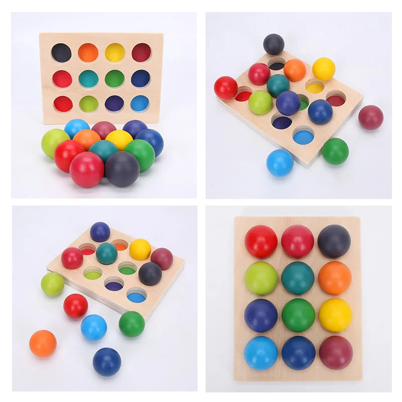 Wooden Rainbow Block Wood Stacking Toys Grimms Rainbow Building Blocks Balls Montessori Eductaional Toy Kids Rainbow Stacker