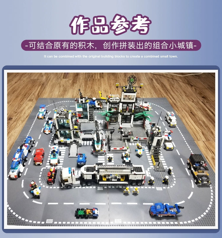 City Road Street Baseplate Straight Crossroad Curve T-Junction Building Blocks Base Plate 32*32 Compatible All Brands City