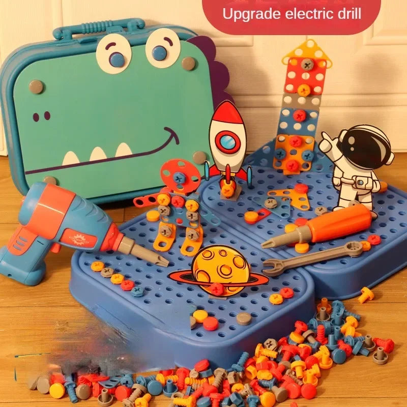 Children Toys Tool Set Electric Drill Screw Nut 3D Puzzle Toys Pretend Play Repair Tool Box Drilling Assembly Educational Toys