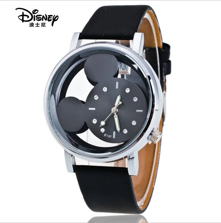 Disney Mickey Mouse Watches with double-sided hollow Children's Watch For Student Boys Girl birthday Party gifts Watch toys