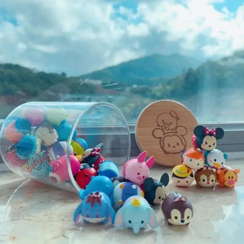 14pcs Kawaii Disney Tsum Tsum Mickey Mouse Cartoon Cute Mini Bean Figure Car Mini Accessories Decoration Gifts For Children