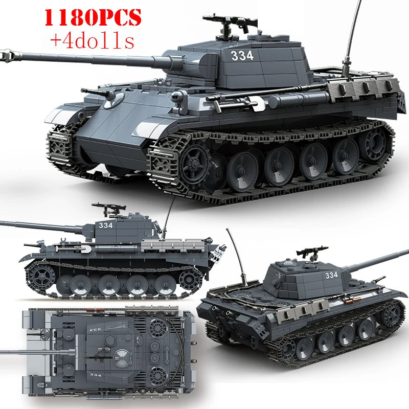Germany Series Leopard Medium Tank G Late   Tank Military Series WW2 Tank Building Blocks  Bricks Model Set Toys for Kids Gifts