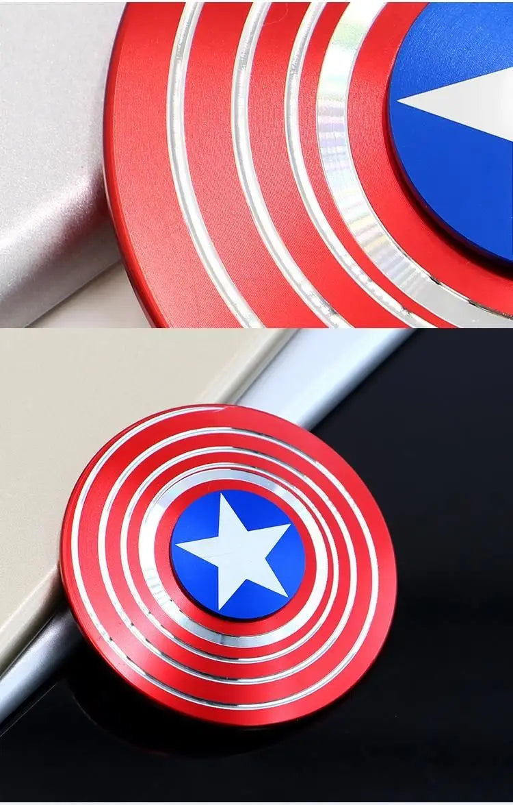 Marvel Spider-Man Captain America Metal Fidget Spinner Creative Personality Cool Decompression Fidget Spinner Children's Toy