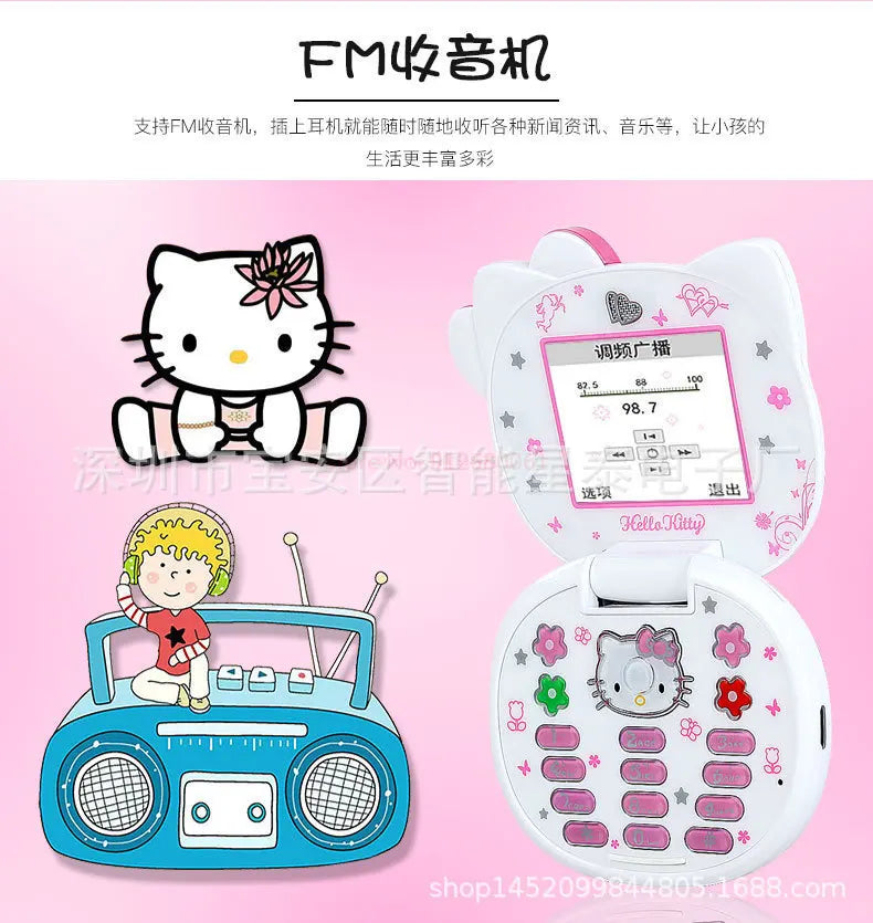 2024 Sanrio Hello Kitty Flip Phone Kawaii K688 Cartoon Kids Taiml Cute Mini Phone Birthday Fashion Girls Gifts Toys For Children