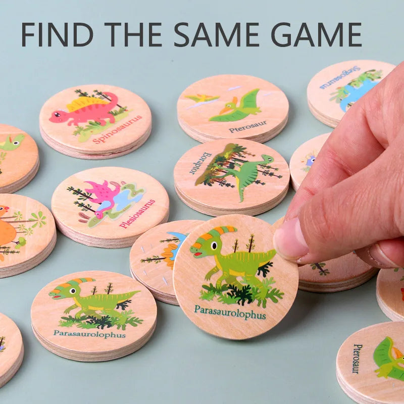 Memory Game Dinosaur Matching Toy Preschool Matching Board Game For Early Learning Development Wooden Games Summer Party Gift