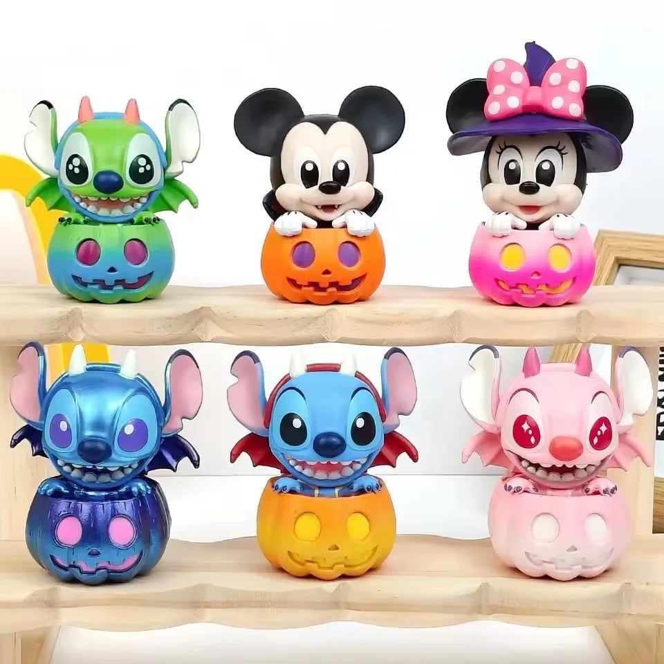 Disney Mickey Mouse And Friends Pumpkin Series Blind Box Cute Cartoon Stitch Mickey Figures Halloween Surprise Gifts For Kids