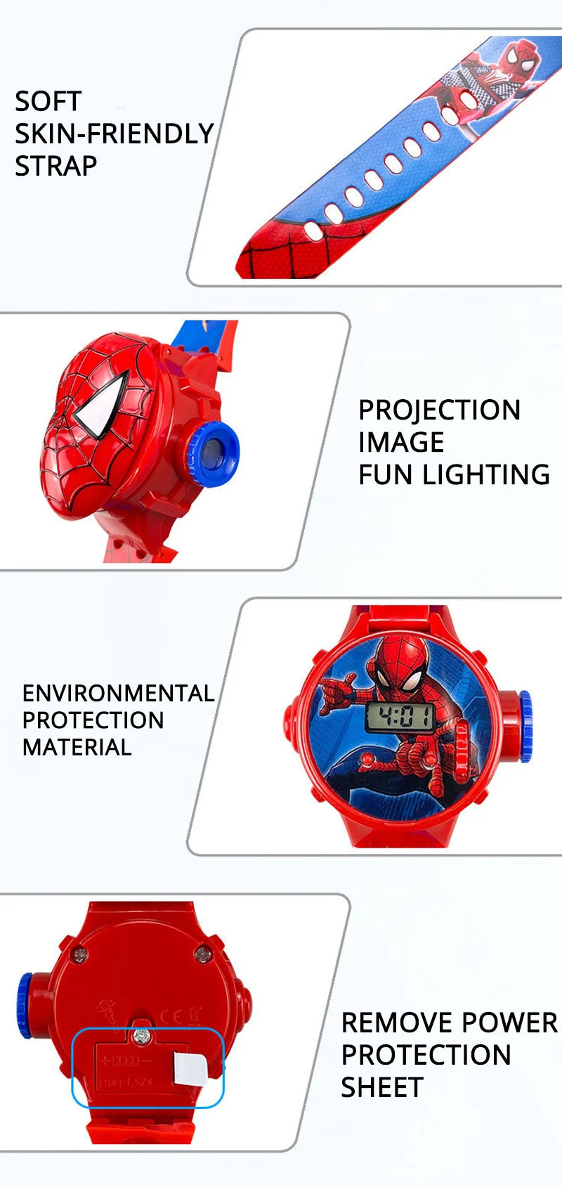 New Cartoon Mickey Mouse Minnie Projection Watch for Children Toys Spiderman Kids Watches Girls Student Gift Digital Clock