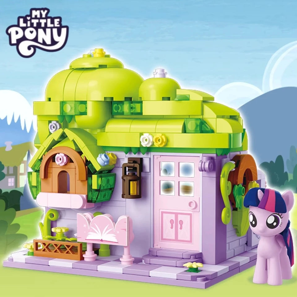 My Little Pony Building Blocks Street View Twilight Sparkle Pinkie Pie Splicing Model Ornament Puzzle Toy Collection Gift