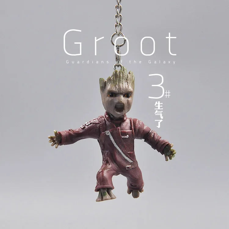 Groot Anime figure keychain Guardians of the galaxy small tree man pendant Groot doll keyring Gifts kids Toys
