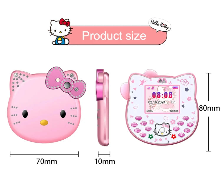 2024 Sanrio Hello Kitty Flip Phone Kawaii K688 Cartoon Kids Taiml Cute Mini Phone Birthday Fashion Girls Gifts Toys For Children