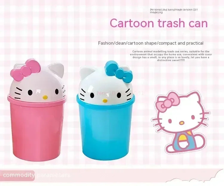 New Sanrio Hello Kitty Dustbin Trash Can Rubbish Bin Garbage Binsanrio Kawaii Trash Can Living Room Bedroom Toilet Paper Basket