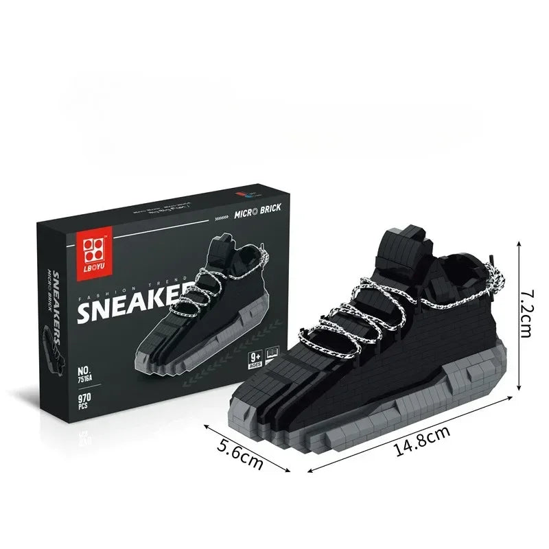 400Pcs Micro Building Block Trendy Shoe Model Youth Puzzle Assembly Toy Boys' Holiday Birthday Gift Compatible with LEGO