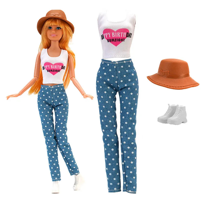 30cm Doll Clothes For Dolls Fashion Shirt+Pants Hat Shoes Coat Clothes For Girl Dolls Boy Children's Gift Doll House Accessories