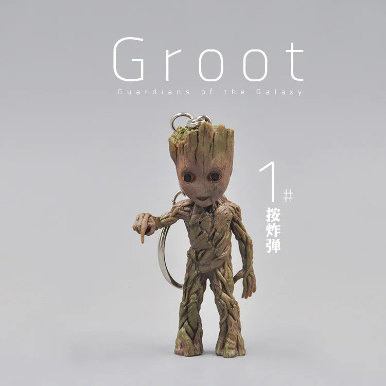 Groot Anime figure keychain Guardians of the galaxy small tree man pendant Groot doll keyring Gifts kids Toys