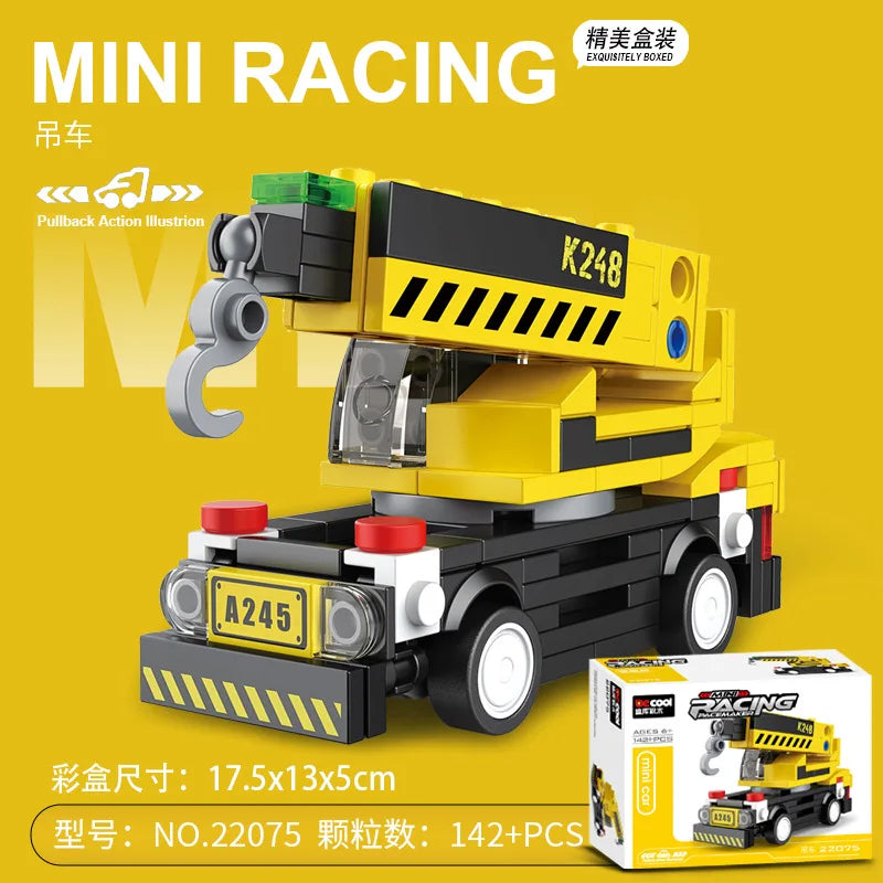 Racing Car Bus Engineering Vehicle Ambulance Pull Back Model Building Blocks Brick Toys Children Boys Compatible With Lego