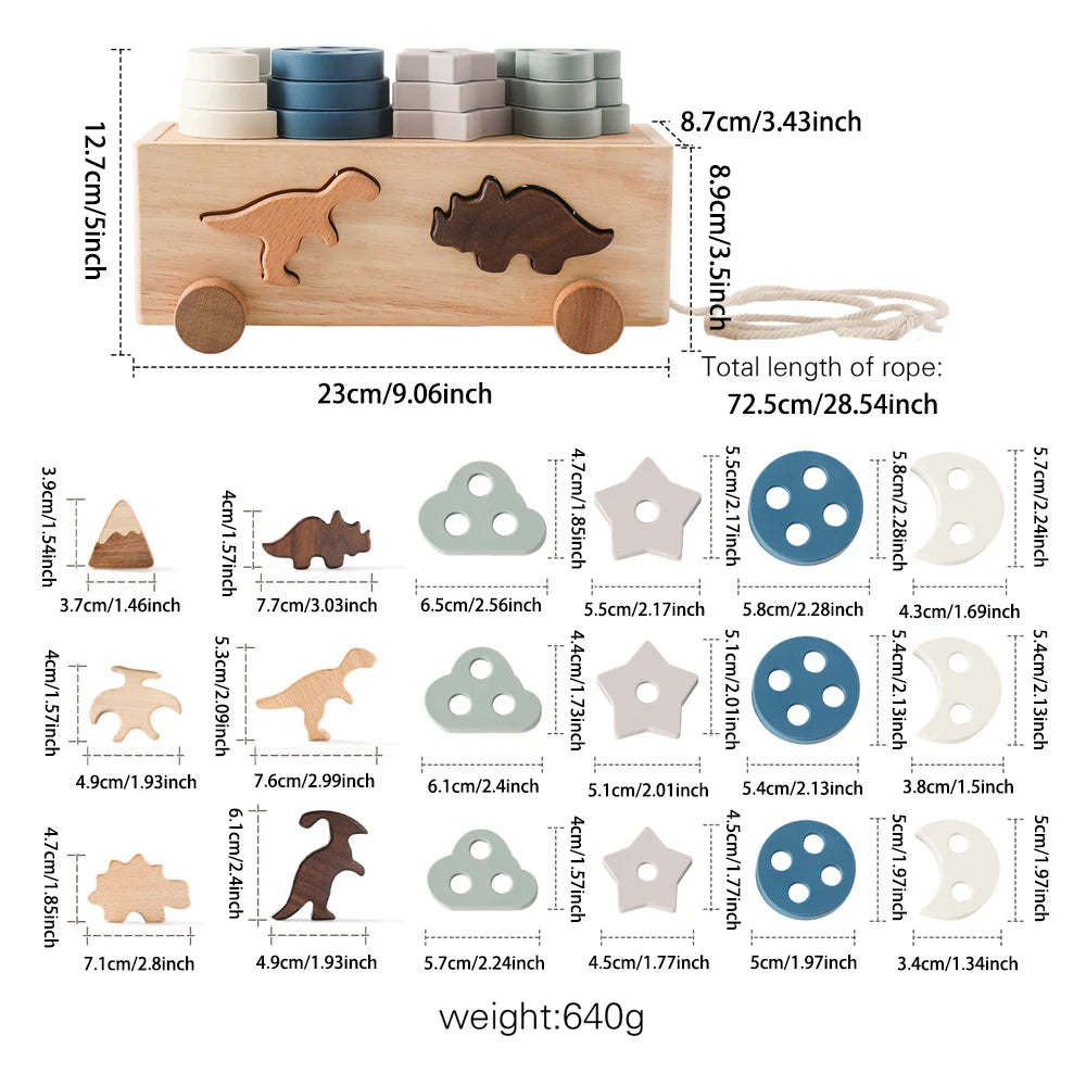 Children's Montessori Toys Wooden Building Blocks Shape Matching Toys Kids Educational Wooden Box Puzzle Toys Stacking Game